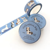 A washi tape for Staffordshire dog lovers! Made from my original illustrations of various styles and forms of Staffordshire dog figurines on a blue background