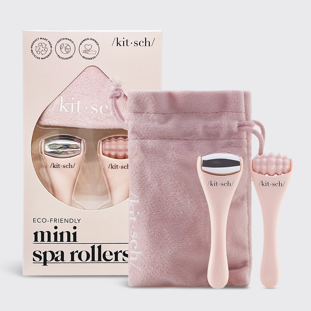 Kitsch Mini Eye & Face Rollers take your routine to the next level and rejuvenate your skin with the perfect roller duo!