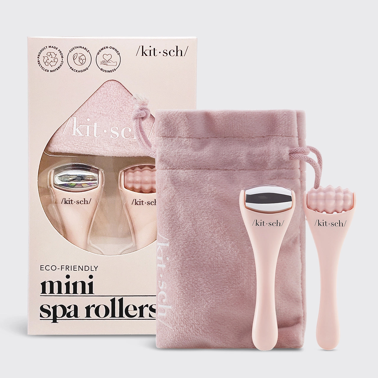 Kitsch Mini Eye & Face Rollers take your routine to the next level and rejuvenate your skin with the perfect roller duo!