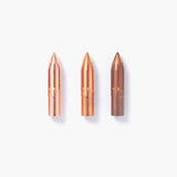 The copper nib was born from a desire for a durable and practical dip pen nib. Enjoy a variety of line widths from fine to broad by tilting the nib at different angles. Fits most nib holders as well as those from our range.

The nib was designed by Yuto Yamazaki of Kuramae-based design studio Alloy. The nib tip has been rounded and polished with meticulous care, providing a remarkably smooth writing experience that defies expectation. Perfected over many iterations, the innovative nib is like no other.

Abo