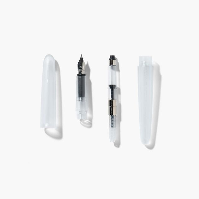 A pen that evokes the texture of frosted glass. Its translucency reveals the internal mechanism as an aesthetic feature. Careful consideration of form and colour palette ensures an elegant presence, even when not in use.&nbsp;

The pen is equipped with thoughtful functionality, including an extended grip section and a screw cap designed for quick access with minimal turns. The visible ink level allows for easy refills.

Available in a Fine and Medium nib
Includes converter
Steel nib