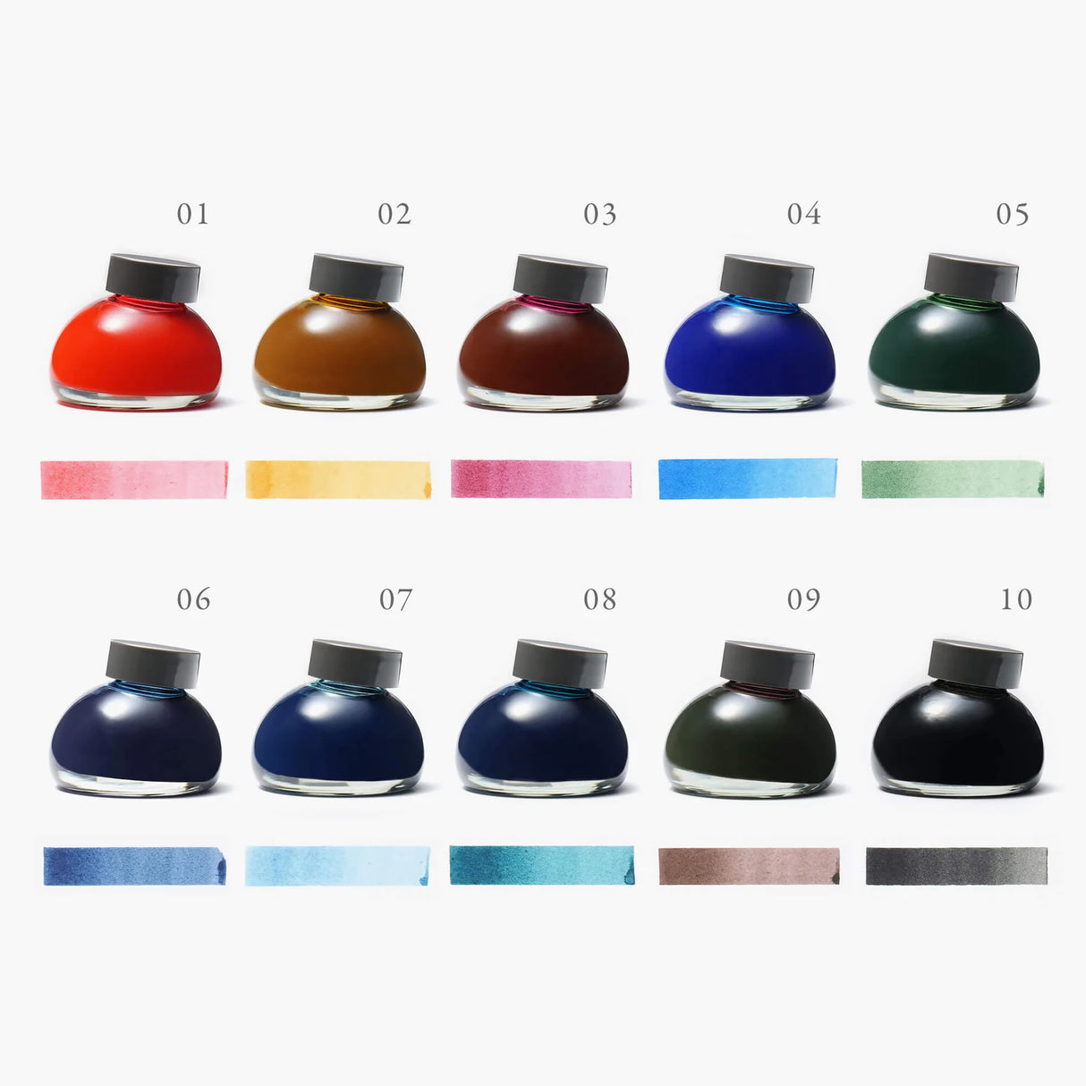 Functional tools for a lifetime of use. Our writing tools are designed to become your companions, developing personal character through the journey of ownership. The simple yet charming glass bottle has been designed for seamless use, creating a bottled ink that's bound to inspire writing with joy.

Once dry, our pigment inks are water resistant and lightfast to ensure your special message stands the test of time. The original bottle has been designed for ease of refill with any pen, while effortlessly bala