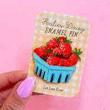 Strawberries Enamel Pin by Katie Daisy

A tiny treasure to pin on your jacket, tote, or favorite old flannel—each one a little love letter to country delights, small joys, and the art of noticing.