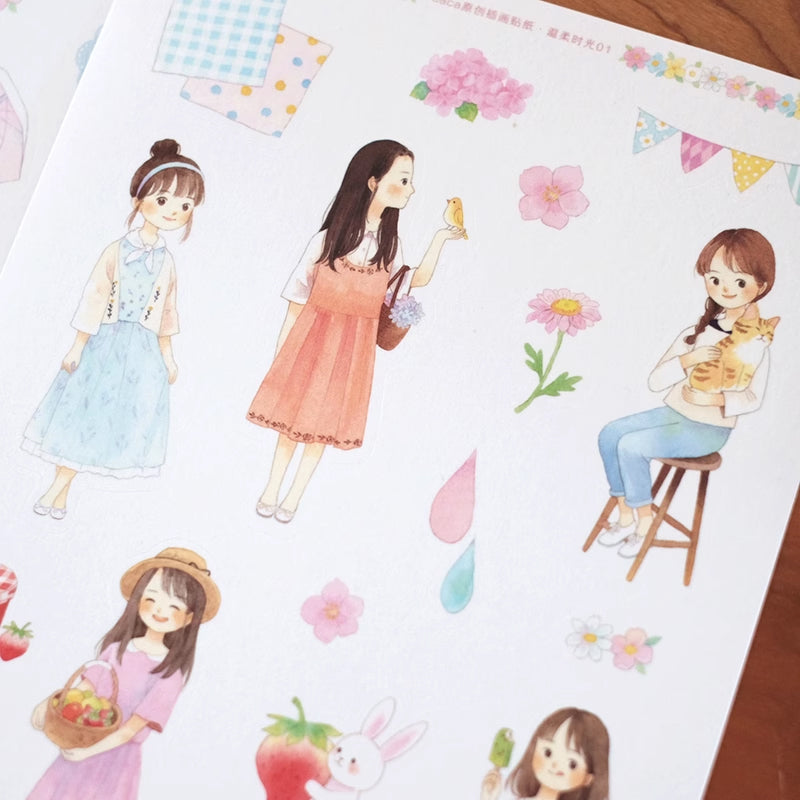 Kawaii Girls Sticker Sheet A5
