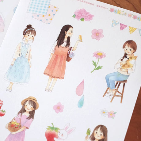 Kawaii Girls Sticker Sheet A5