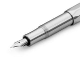 Thanks to the untreated aluminium, the AL Sport fountain pen Raw quickly develops an individual patina. The metallic body is made of high-quality aluminium and grants an unique haptic experience. Its fine surface imparts elegance.

This pocket-sized fountain pen only measures 10.5 cm when closed and is, therefore, a perfect everyday pen. When the cap is attached, the pen grows to a standard size of 13 cm. Thanks to its light weight and small size, it’s a great pen for on the go.

You can individualize your 