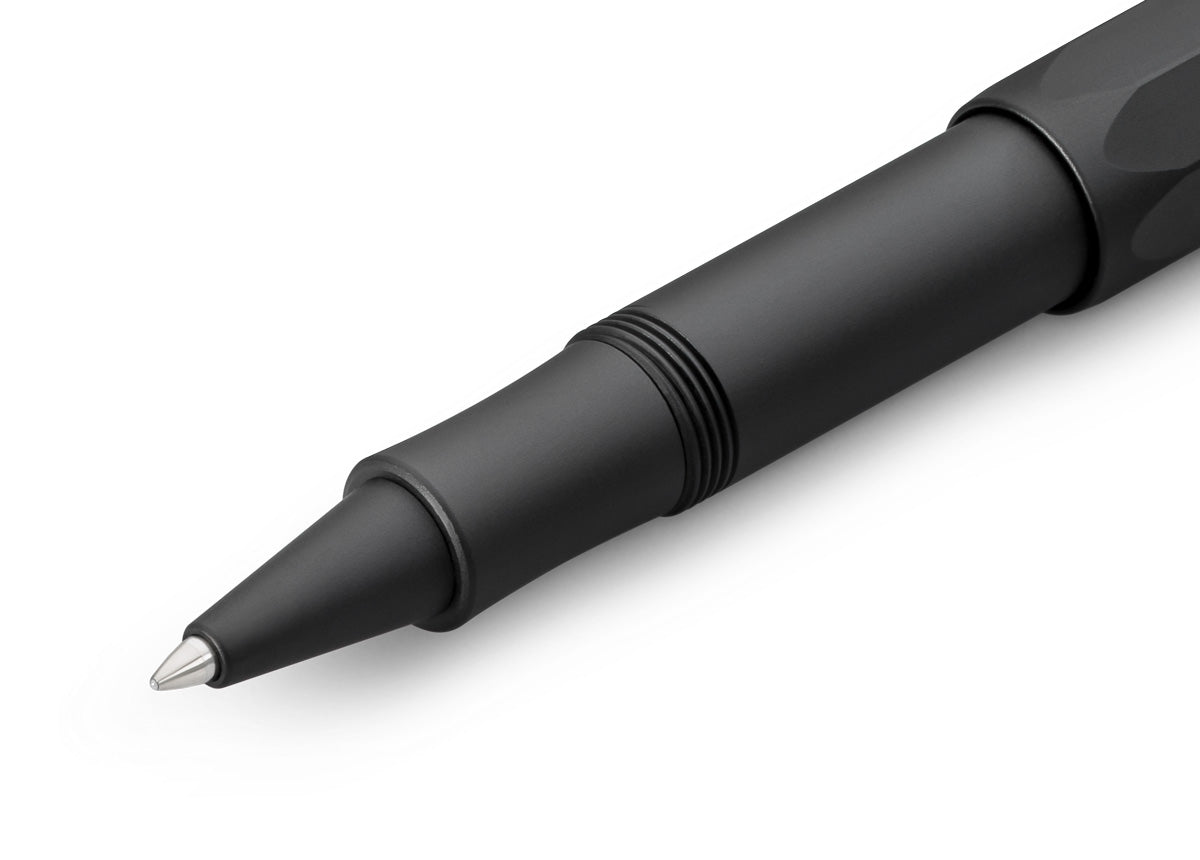 All black everything – our roller ball in black performs brilliantly in any situation. The elegant, black pen with a matt surface can be combined with various notebooks, papers and other accessories.

The metallic body is made of high-quality aluminium and grants an unique haptic experience. Its fine surface imparts elegance.

The Kaweco Sport was created in 1911. The pocket-sized roller ball pen only measures 10.5 cm when closed, and grows to a standard size of 13 cm, when the cap is attached.&nbsp;

The i