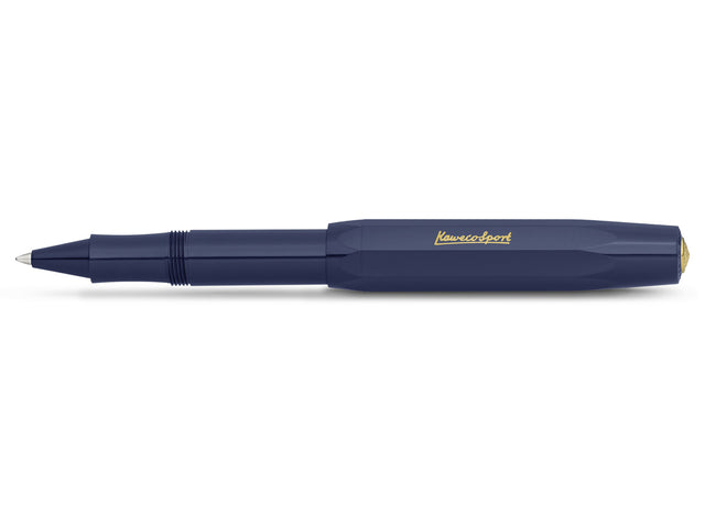Kaweco CLASSIC SPORT Gel Roller Navy

The rollerball in the color navy captivates with a deep, saturated blue. The color name was coined by the dark blue uniforms of the British Royal Navy officers of the 17th century. It makes us dream of the vastness of the sea and promotes our inspiration.