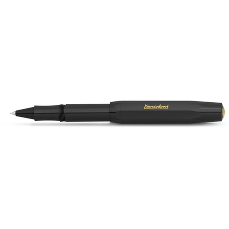Kaweco CLASSIC SPORT Rollerball - Black

All black everything - our rollerball in black cuts a fine figure with everything. Elegant and classic, the colour can be combined with various notebooks, papers and other accessories.

The Kaweco Sport has been around since 1911. The rollerball for the bag has a size of only 10.5 cm when closed and grows to a normal size of 13 cm with the cap on.

The invention of the rollerball enables particularly easy and gliding writing. The gel flows uninterruptedly over the ce