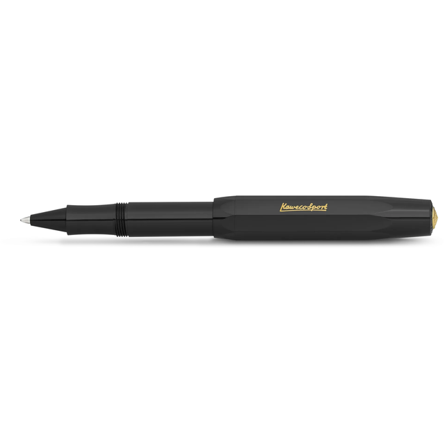 Kaweco CLASSIC SPORT Rollerball - Black

All black everything - our rollerball in black cuts a fine figure with everything. Elegant and classic, the colour can be combined with various notebooks, papers and other accessories.

The Kaweco Sport has been around since 1911. The rollerball for the bag has a size of only 10.5 cm when closed and grows to a normal size of 13 cm with the cap on.

The invention of the rollerball enables particularly easy and gliding writing. The gel flows uninterruptedly over the ce