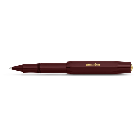 Kaweco CLASSIC SPORT Rollerball - Bordeaux

Timelessly beautiful - in the current trend colour bordeaux, the rollerball of the Classic Sport series looks both classic and modern. On point here is the combination with golden elements, which convey a particularly nostalgic charm.

The Kaweco Sport has been around since 1911. The rollerball for the bag has a size of only 10.5 cm when closed and grows to a normal size of 13 cm with the cap on.

The invention of the rollerball enables particularly easy and glidi