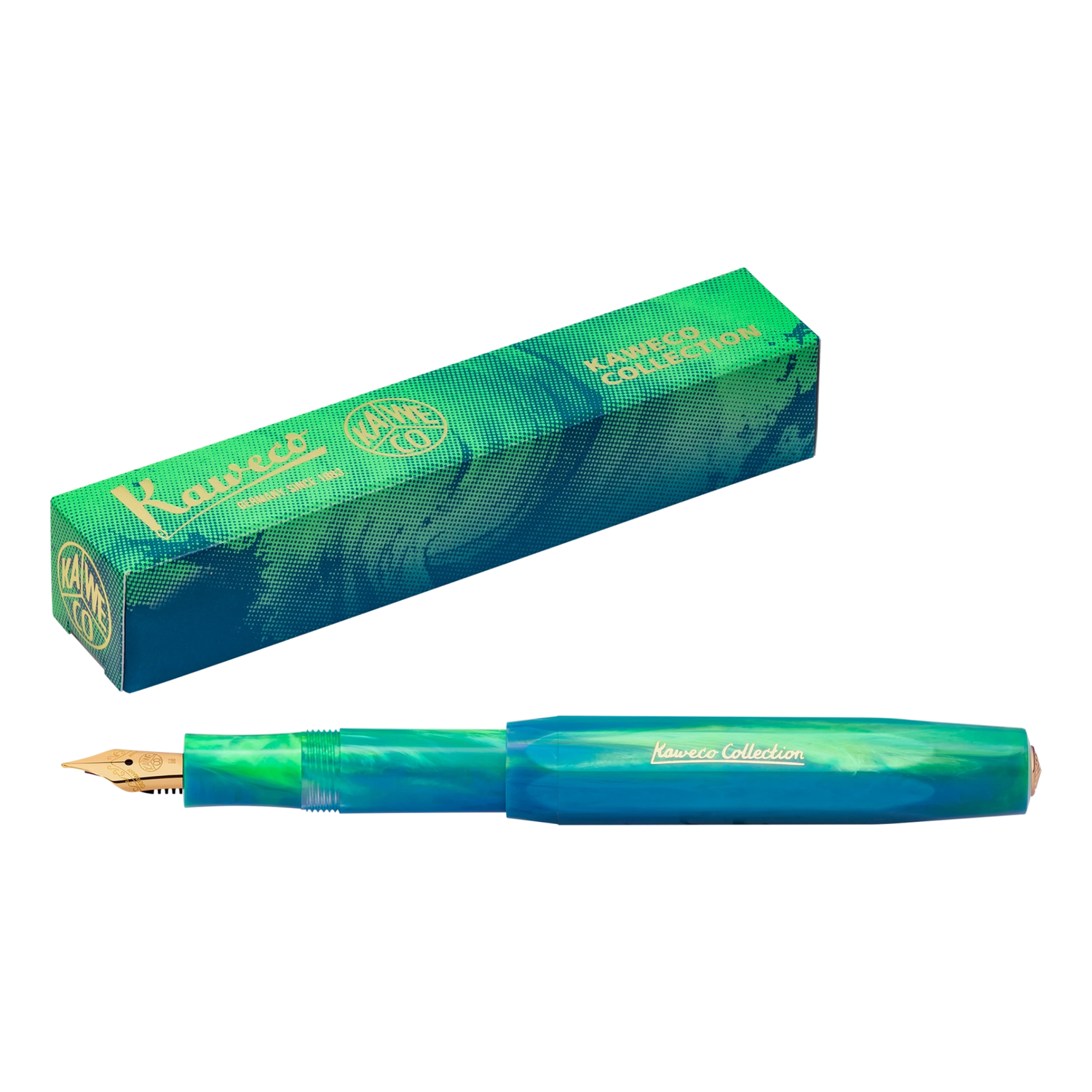 Kaweco COLLECTION Fountain Pen - Marble Ocean
Explore the depths of the world's oceans

Get ready to go on a treasure hunt with our new Kaweco Collection fountain pen. The Marble Ocean combines the dynamic shades of green and blue with flowing lightness, which reflect the variety of colours of the ocean. From crystal clear, turquoise waters, deep blue seabed and even fluorescent flora and fauna, the Kaweco Collection Marble Ocean finds a stream of inspiration in it.