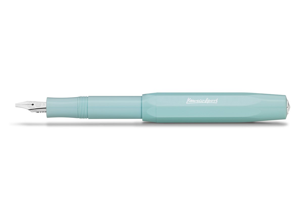 Kaweco Calligraphy Set - Mint

The timeless model of the Sport series in the large calligraphy set

The Calligraphy Sport Set includes a Kaweco Sport Fountain Pen in the color Mint, four front parts with different calligraphy nib sizes (1.1 mm, 1.5 mm, 1.9 mm and 2.3 mm), three protective caps for the interchangeable front parts, and two packs of Kaweco ink cartridges in the color Pearl Black.

In 1911, something special was created with the Kaweco Sport. The pocket fountain pen has a size of only 10.5 cm w