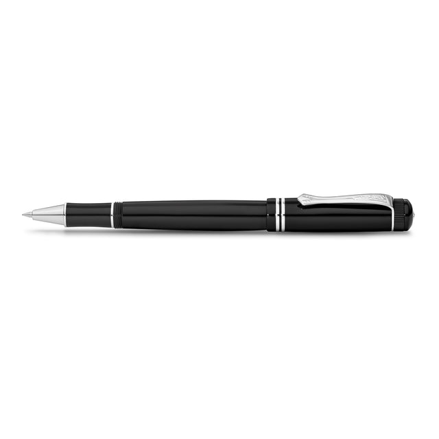Luxurious roller ball in nostalgia design made of high-grade acrylic with elegant elements.

The decorative elements and proportions are based on those of the golden 1920s. This treasure of the German heyday of art, culture and science has been preserved in detail. The Gel Roller allows effortless writing and an exceptionally writing experience.

The roller ball consists of more than 15 individual parts. The pen lining is made of deep black acrylic (PMMA) and polished and assembled by hand.

The Kaweco DIA2