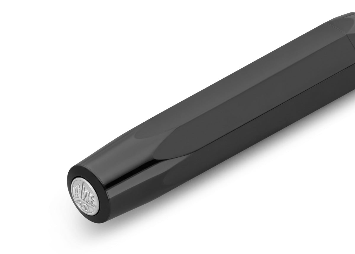 All black everything - our fountain pen in black performs brilliantly in any situation. The classic and elegant colour can be combined with various notebooks, papers and other accessories.



In 1911 something remarkable by the name of Kaweco Sport was created. The pocket fountain pen only measures 10.5 cm when closed, therefore it can easily be taken anywhere. With the cap attached, it grows to a normal size of 13 cm.

You can choose between five nib sizes from extra fine (EF) to extra broad (BB). If you'r