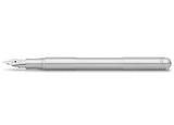 A first-class tool for the art of writing: The robust model made of solid stainless steel is ergonomically held in hand. The minimalist design gives the writing instrument a unique elegance.

Due to the model's high weight, the writing device presses easily onto the paper and promotes the writing flow. This feature allows you to write particularly long and comfortably. Besides, the Supra offers different screwing options. For example, the fountain pen's weight and length can be optimally adapted to one's ha
