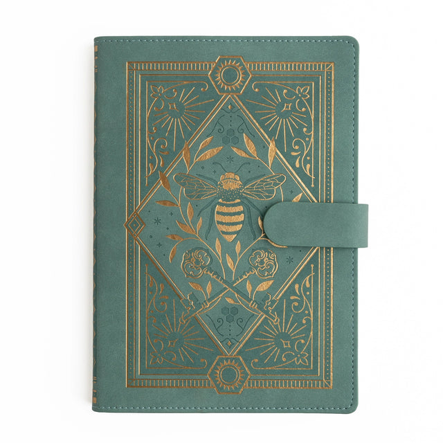 The Keeper of the Bees in Soft Teal Everyday Deluxe System is a beautifully flexible notebook crafted for your evolving creativity. Designed with a refillable format, and a soft vegan leather cover, it’s both eco-conscious and endlessly inspiring.
