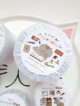 A Cup of Journaling P.E.T Tape, a collaboration with Idiot Sandwich

Add a touch of seasonal whimsy to your creative projects with Our first collaboration with Idiot Sandwich, an Illustrator from Vietnam. Thao illustrations captures everything Kubo and Lucy is about, coffee, stationery and journaling. This P.E.T tape is perfectly Kiss Cut, for easy use.