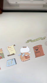 A Cup of Journaling P.E.T Tape, a collaboration with Idiot Sandwich

Add a touch of seasonal whimsy to your creative projects with Our first collaboration with Idiot Sandwich, an Illustrator from Vietnam. Thao illustrations captures everything Kubo and Lucy is about, coffee, stationery and journaling. This P.E.T tape is perfectly Kiss Cut, for easy use.