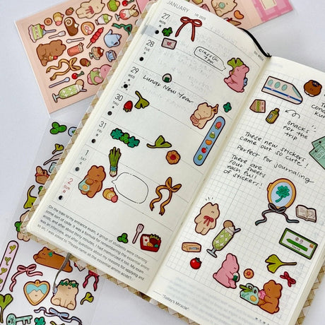 Cute deco stickers! Comes with an adorable, interactive pop-up art using the sticker backing.

Great for journaling and Polaroid deco :)

Waterproof, matte PVC material

Size: 7.5 x 15.5 cm sheet