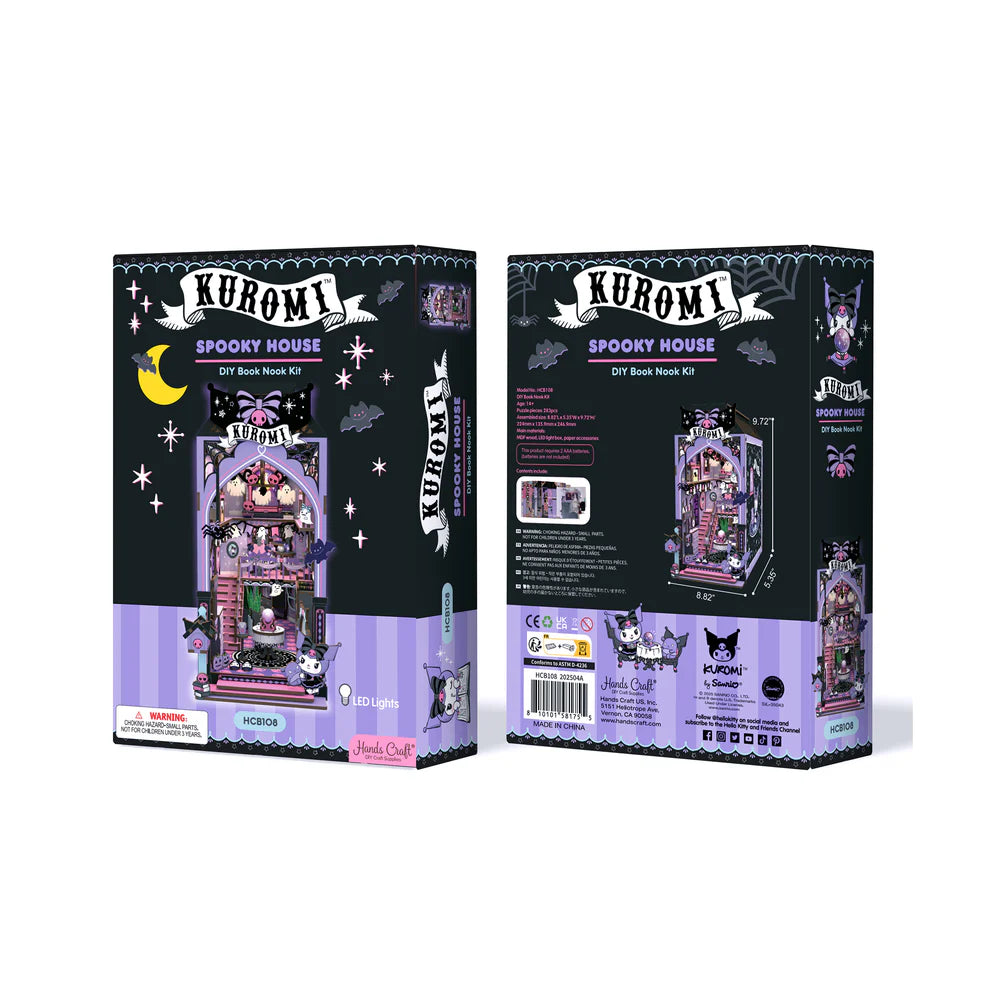 Step into the mysterious world of Kuromi! Bring her spooky fortune-telling lair to life, complete with a crystal ball, tarot cards, and eerie details that set the perfect mystical mood. This miniature scene is crafted with intricate details and comes with LED lighting to create an enchanting atmosphere on your bookshelf.
Perfect for fans of Kuromi, magic, and all things spooky, this kit offers a fun and immersive building experience that transforms any space into a cozy, mysterious hideaway. Build, decorate