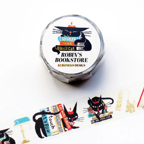 Robin-chan, the black cat, seems to be at a stylish bookstore this time.&nbsp;The fine foil stamping on book spines and antique furniture is very beautiful. Cut short to use as stickers, or as a pop point in wrapping or decoration.


✨ Product Features

Gold foil stamping for a subtle, elegant shine
Perfect for decorating planners, journals, cards, gifts, and scrapbooks
High‑quality Cozyca Products washi tape
Size: 20 mm × 5 m