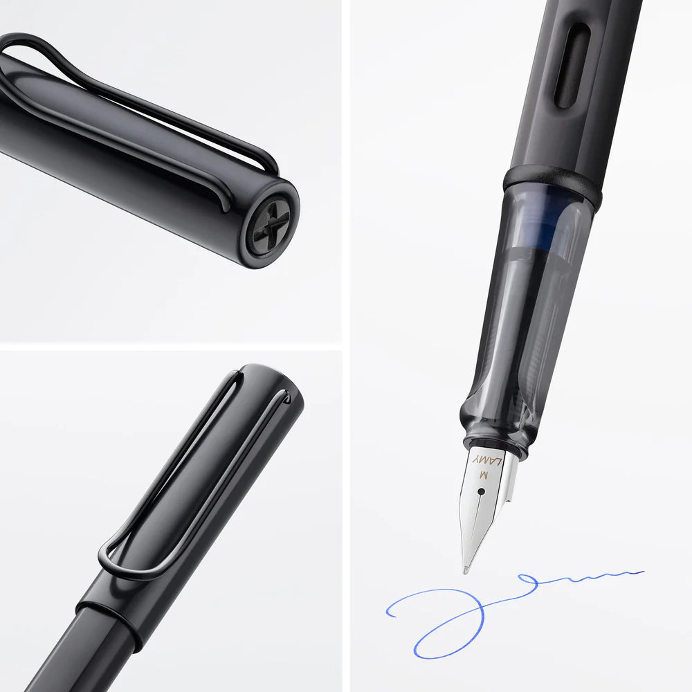 Light, lighter, LAMY AL-star: the writing classic made of resistant aluminium masters all challenges of everyday life in style. The transparent grip lies comfortably in the hand and, with an unobstructed view of the ink duct, turns the functional into a visual highlight. The series is ever inspiring with new special editions in current trendy colours and is thus an inspiring must-have in any pencil case.

Lightweight fountain pen with polished steel nib and ergonomic grip made of high-quality transparent pl