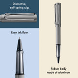 Light, lighter, LAMY AL-star: the writing classic made of resistant aluminium masters all challenges of everyday life in style. The transparent grip lies comfortably in the hand and, with an unobstructed view of the ink duct, turns the functional into a visual highlight. The series is ever inspiring with new special editions in current trendy colours and is thus an inspiring must-have in any pencil case.

Lightweight rollerball pen with ergonomic grip made of high-quality transparent plastic.

Distinctive m