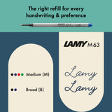 Light, lighter, LAMY AL-star: the writing classic made of resistant aluminium masters all challenges of everyday life in style. The transparent grip lies comfortably in the hand and, with an unobstructed view of the ink duct, turns the functional into a visual highlight. The series is ever inspiring with new special editions in current trendy colours and is thus an inspiring must-have in any pencil case.

Lightweight rollerball pen with ergonomic grip made of high-quality transparent plastic.

Distinctive m
