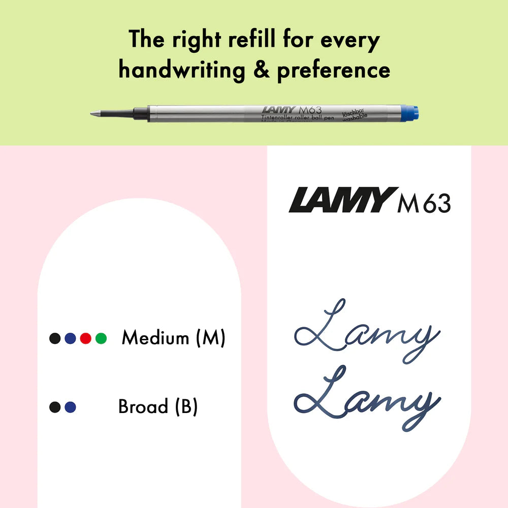 Light, lighter, LAMY AL-star: the writing classic made of resistant aluminium masters all challenges of everyday life in style. The transparent grip lies comfortably in the hand and, with an unobstructed view of the ink duct, turns the functional into a visual highlight. The series is ever inspiring with new special editions in current trendy colours and is thus an inspiring must-have in any pencil case.

Lightweight rollerball pen with ergonomic grip made of high-quality transparent plastic.

Distinctive m