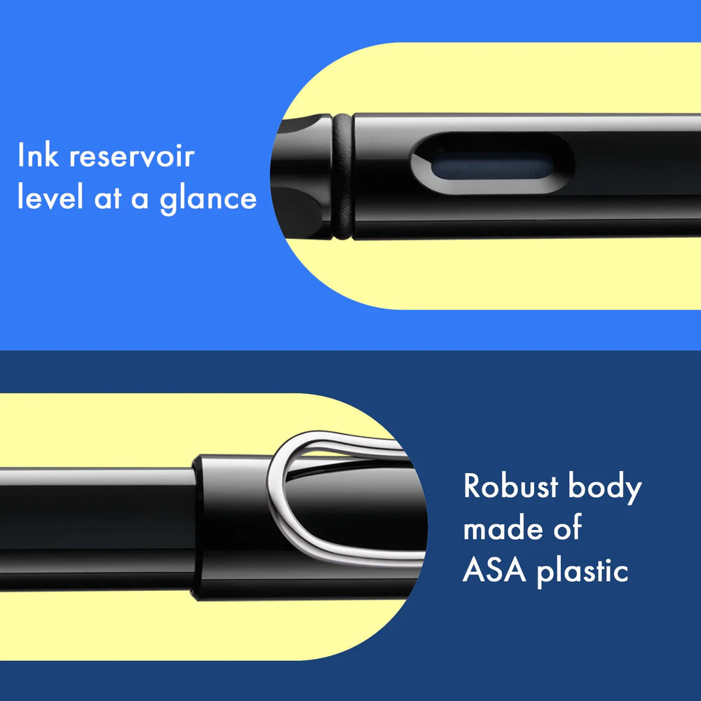Fountain pen, icon, global success: the LAMY safari has been a beloved classic since its introduction in the 1980s and enjoys a cult status untypical for a writing instrument. Countless colours and ever-changing special editions make hearts beat faster - whether for the pencil case or the carefully curated fountain pen collection.

The LAMY safari is more than the sum of its details: it is aesthetic, robust and individual. The distinctive, self-sprung clip keeps the writing instrument securely fastened in p