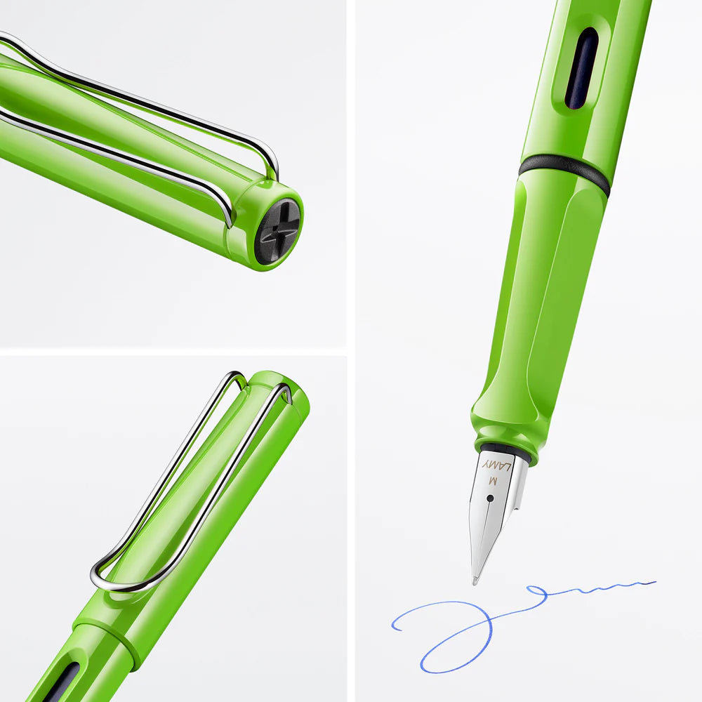Fountain pen, icon, global success: the LAMY safari has been a beloved classic since its introduction in the 1980s and enjoys a cult status untypical for a writing instrument. Countless colours and ever-changing special editions make hearts beat faster - whether for the pencil case or the carefully curated fountain pen collection.

The LAMY safari is more than the sum of its details: it is aesthetic, robust and individual. The distinctive, self-sprung clip keeps the writing instrument securely fastened in p