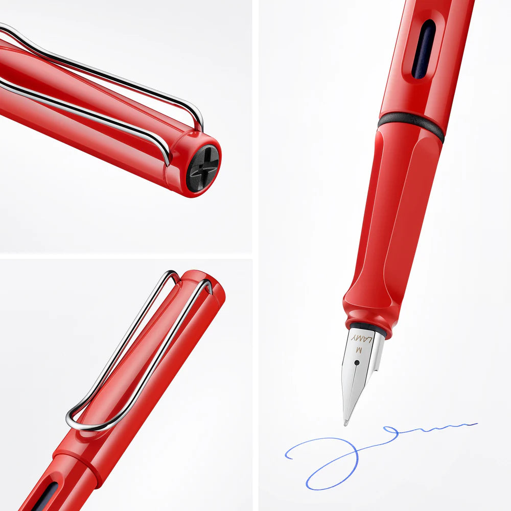 Fountain pen, icon, global success: the LAMY safari has been a beloved classic since its introduction in the 1980s and enjoys a cult status untypical for a writing instrument. Countless colours and ever-changing special editions make hearts beat faster - whether for the pencil case or the carefully curated fountain pen collection.

The LAMY safari is more than the sum of its details: it is aesthetic, robust and individual. The distinctive, self-sprung clip keeps the writing instrument securely fastened in p