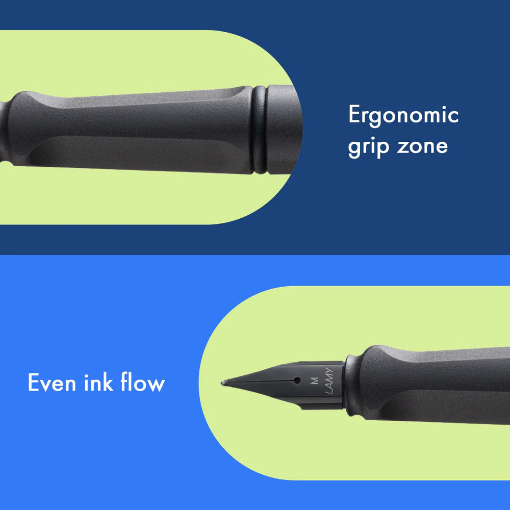 Fountain pen, icon, global success: the LAMY safari has been a beloved classic since its introduction in the 1980s and enjoys a cult status untypical for a writing instrument. Countless colours and ever-changing special editions make hearts beat faster - whether for the pencil case or the carefully curated fountain pen collection.

The LAMY safari is more than the sum of its details: it is aesthetic, robust and individual. The distinctive, self-sprung clip keeps the writing instrument securely fastened in p