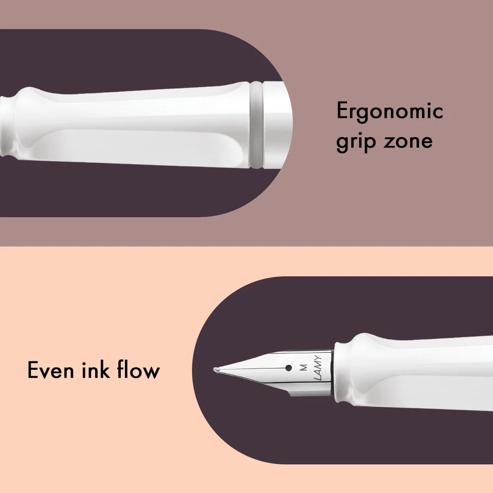 Fountain pen, icon, global success: the LAMY safari has been a beloved classic since its introduction in the 1980s and enjoys a cult status untypical for a writing instrument. Countless colours and ever-changing special editions make hearts beat faster - whether for the pencil case or the carefully curated fountain pen collection.

The LAMY safari is more than the sum of its details: it is aesthetic, robust and individual. The distinctive, self-sprung clip keeps the writing instrument securely fastened in p