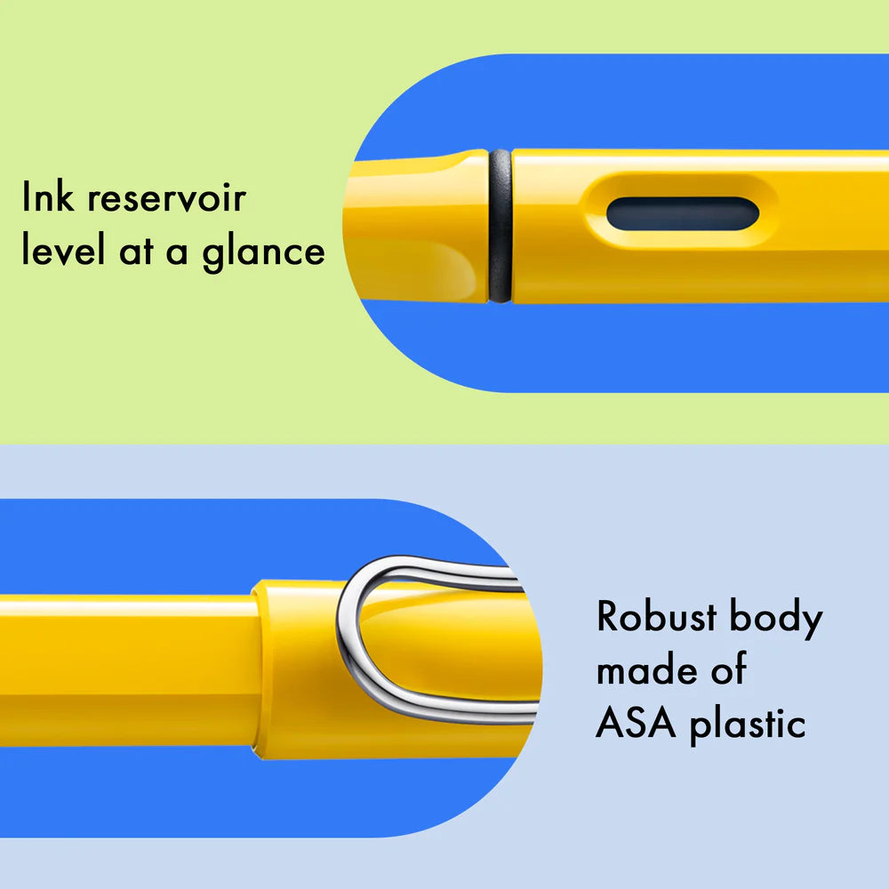 Fountain pen, icon, global success: the LAMY safari has been a beloved classic since its introduction in the 1980s and enjoys a cult status untypical for a writing instrument. Countless colours and ever-changing special editions make hearts beat faster - whether for the pencil case or the carefully curated fountain pen collection.

The LAMY safari is more than the sum of its details: it is aesthetic, robust and individual. The distinctive, self-sprung clip keeps the writing instrument securely fastened in p