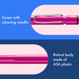 Fountain pen, icon, global success: the LAMY safari has been a beloved classic since its introduction in the 1980s and enjoys a cult status untypical for a writing instrument. Countless colours and ever-changing special editions make hearts beat faster - whether for the pencil case or the carefully curated fountain pen collection.

The LAMY safari is more than the sum of its details: it is aesthetic, robust and individual. The distinctive, self-sprung clip keeps the writing instrument securely fastened in p