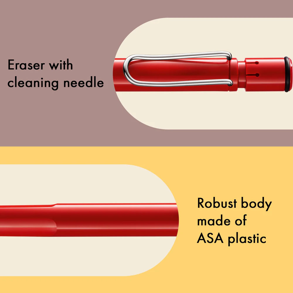 Fountain pen, icon, global success: the LAMY safari has been a beloved classic since its introduction in the 1980s and enjoys a cult status untypical for a writing instrument. Countless colours and ever-changing special editions make hearts beat faster - whether for the pencil case or the carefully curated fountain pen collection.

The LAMY safari is more than the sum of its details: it is aesthetic, robust and individual. The distinctive, self-sprung clip keeps the writing instrument securely fastened in p