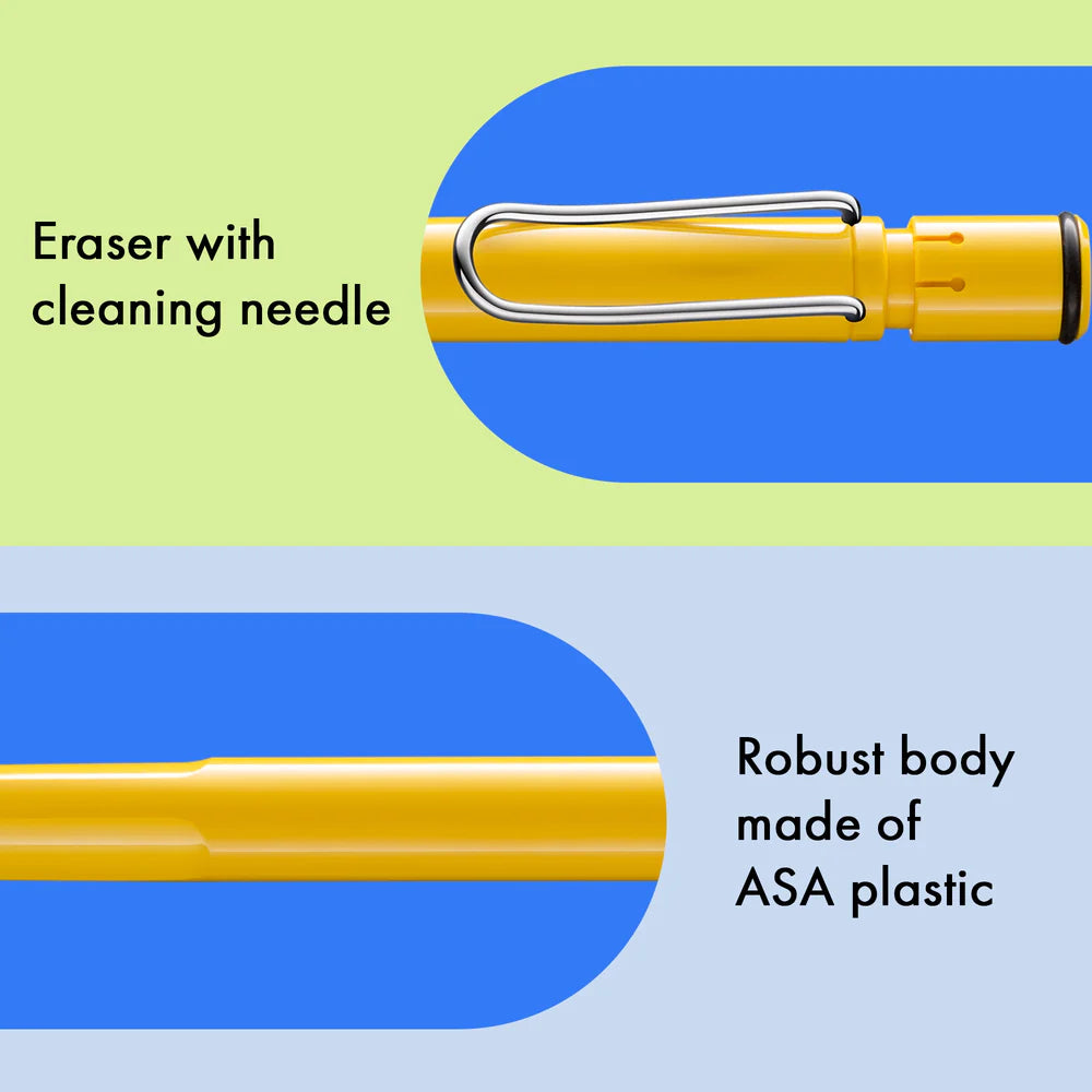 Fountain pen, icon, global success: the LAMY safari has been a beloved classic since its introduction in the 1980s and enjoys a cult status untypical for a writing instrument. Countless colours and ever-changing special editions make hearts beat faster - whether for the pencil case or the carefully curated fountain pen collection.

The LAMY safari is more than the sum of its details: it is aesthetic, robust and individual. The distinctive, self-sprung clip keeps the writing instrument securely fastened in p