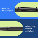 Fountain pen, icon, global success: the LAMY safari has been a beloved classic since its introduction in the 1980s and enjoys a cult status untypical for a writing instrument. Countless colours and ever-changing special editions make hearts beat faster - whether for the pencil case or the carefully curated fountain pen collection.

The LAMY safari is more than the sum of its details: it is aesthetic, robust and individual. The distinctive, self-sprung clip keeps the writing instrument securely fastened in p