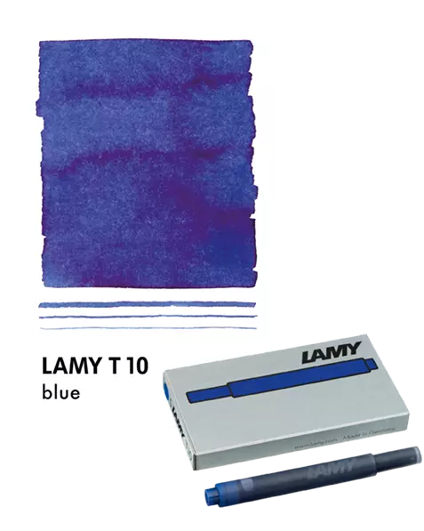 With their intense colors and long range, the LAMY T10 large capacity ink cartridges ensure pleasant, even writing - whether in everyday life, in the office, or at school. The ink cartridges offer an even flow and provide a smooth, precise writing experience for stylish writing without scratches. These ink cartridges fit all Lamy fountain pens, except the LAMY 2000.

Includes 5 cartridges with a 1.25ml capacity in each pack.