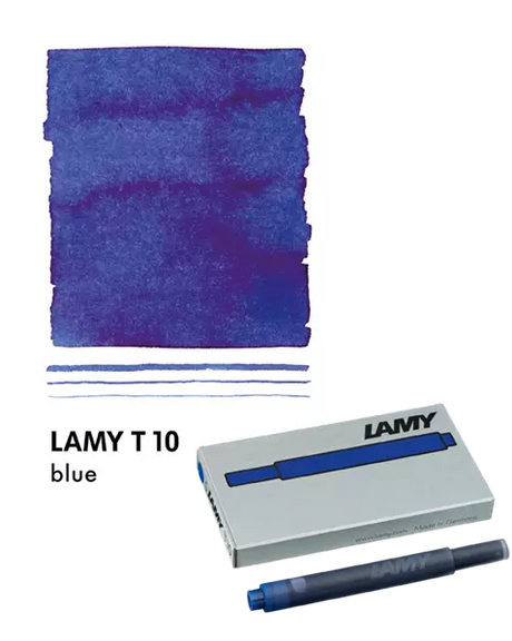 With their intense colors and long range, the LAMY T10 large capacity ink cartridges ensure pleasant, even writing - whether in everyday life, in the office, or at school. The ink cartridges offer an even flow and provide a smooth, precise writing experience for stylish writing without scratches. These ink cartridges fit all Lamy fountain pens, except the LAMY 2000.

Includes 5 cartridges with a 1.25ml capacity in each pack.