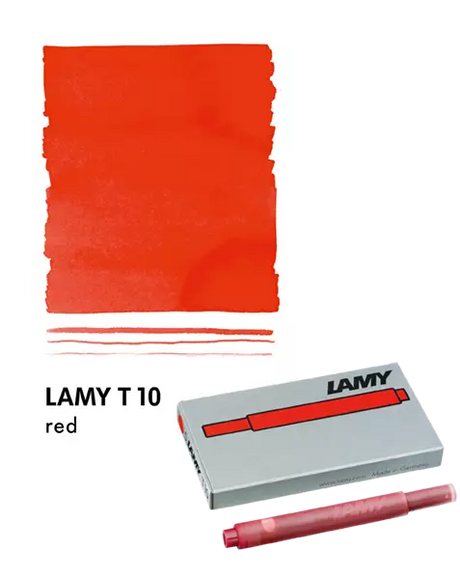 With their intense colors and long range, the LAMY T10 large capacity ink cartridges ensure pleasant, even writing - whether in everyday life, in the office, or at school. The ink cartridges offer an even flow and provide a smooth, precise writing experience for stylish writing without scratches. These ink cartridges fit all Lamy fountain pens, except the LAMY 2000.

Includes 5 cartridges with a 1.25ml capacity in each pack.