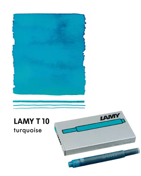 With their intense colors and long range, the LAMY T10 large capacity ink cartridges ensure pleasant, even writing - whether in everyday life, in the office, or at school. The ink cartridges offer an even flow and provide a smooth, precise writing experience for stylish writing without scratches. These ink cartridges fit all Lamy fountain pens, except the LAMY 2000.

Includes 5 cartridges with a 1.25ml capacity in each pack.