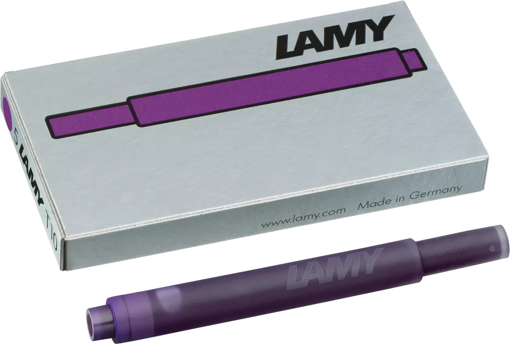 With their intense colors and long range, the LAMY T10 large capacity ink cartridges ensure pleasant, even writing - whether in everyday life, in the office, or at school. The ink cartridges offer an even flow and provide a smooth, precise writing experience for stylish writing without scratches. These ink cartridges fit all Lamy fountain pens, except the LAMY 2000.

Includes 5 cartridges with a 1.25ml capacity in each pack.