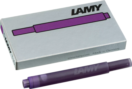 With their intense colors and long range, the LAMY T10 large capacity ink cartridges ensure pleasant, even writing - whether in everyday life, in the office, or at school. The ink cartridges offer an even flow and provide a smooth, precise writing experience for stylish writing without scratches. These ink cartridges fit all Lamy fountain pens, except the LAMY 2000.

Includes 5 cartridges with a 1.25ml capacity in each pack.