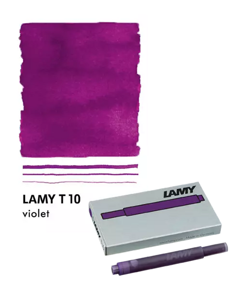 With their intense colors and long range, the LAMY T10 large capacity ink cartridges ensure pleasant, even writing - whether in everyday life, in the office, or at school. The ink cartridges offer an even flow and provide a smooth, precise writing experience for stylish writing without scratches. These ink cartridges fit all Lamy fountain pens, except the LAMY 2000.

Includes 5 cartridges with a 1.25ml capacity in each pack.