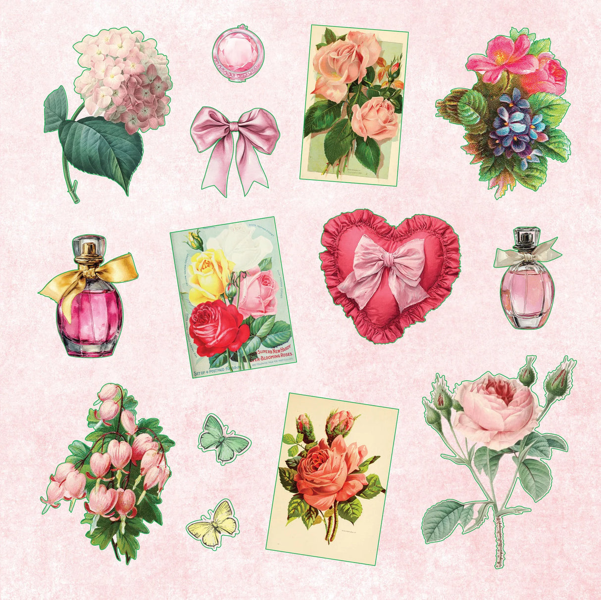 Celebrate the power of all things pink and pretty with this fun and flirty sticker book!

50 vibrant pages brim with more than 800 stickers, all featuring a feminine flourish!
Eclectic assortment spans a diverse range: Buttons, bows, and berries; kittens and cupcakes; hearts and flowers; vintage delights; plus an assortment of beautiful borders, labels, uplifting phrases, and more!