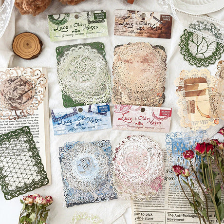 This vintage themed ephemera pack includes 20 pieces of cute paper materials in different color schemes! Each pack comes with pieces in 4 varying styles with 5 of each design.

These pieces make great card decoration, collage pieces, or additions to your journal spreads!