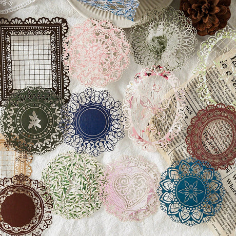 This vintage themed ephemera pack includes 20 pieces of cute paper materials in different color schemes! Each pack comes with pieces in 4 varying styles with 5 of each design.

These pieces make great card decoration, collage pieces, or additions to your journal spreads!